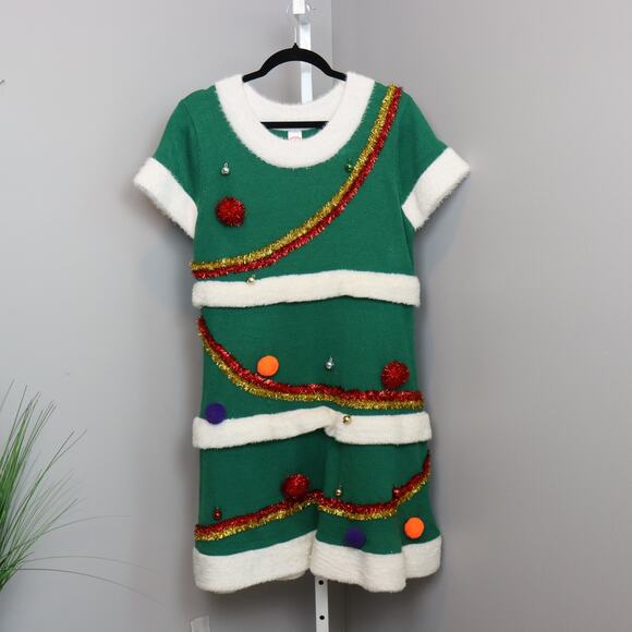 Ugly Christmas Sweater Party Dress Green Tree Women’s Large - Picture 1 of 6